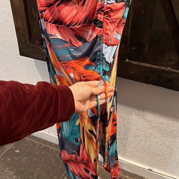 Colorful Print Scoop Neck Sleeveless Bodycon Beach, Long Dress stretches 1XL - Picture 6 of 10